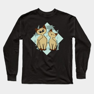 Retro Siamese Cat - Cute Vintage Long Sleeve T-Shirt